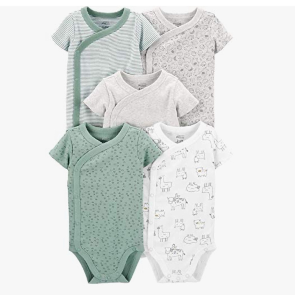 Gently used and super comfy Carter's Green and Gray Baby Bodysuit Set